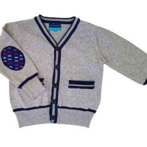 NWT Andy & Evan Gray Cars Elbow Patch Button Down Cardigan Boys 5Y NEW